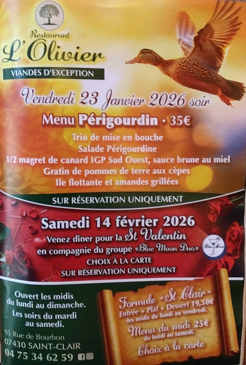 évènements - L'Olivier - restaurant SAINT-CLAIR - top resto SAINT-CLAIR