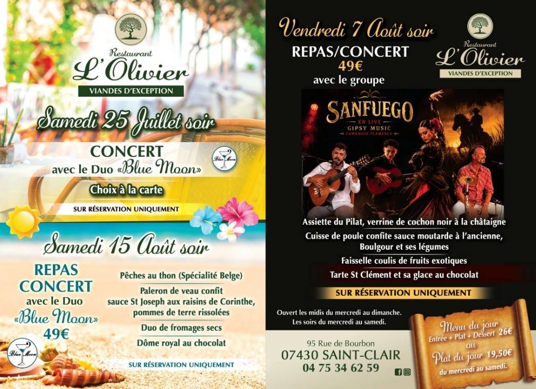 évènements - L'Olivier - restaurant SAINT-CLAIR - Restaurant Saint Clair